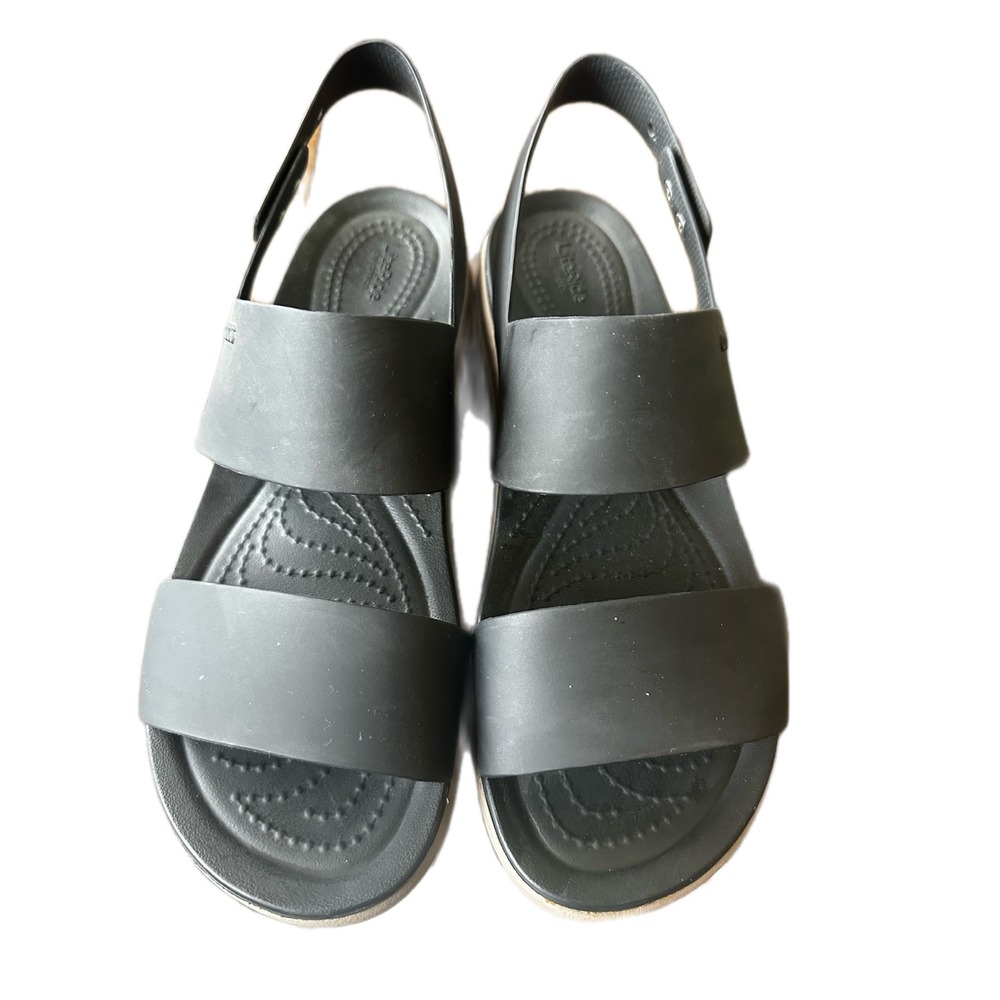 Crocs Brooklyn Low Wedge Black Mushroom Platform Sandals Womens 8 LiteRide Foam - Picture 3 of 6